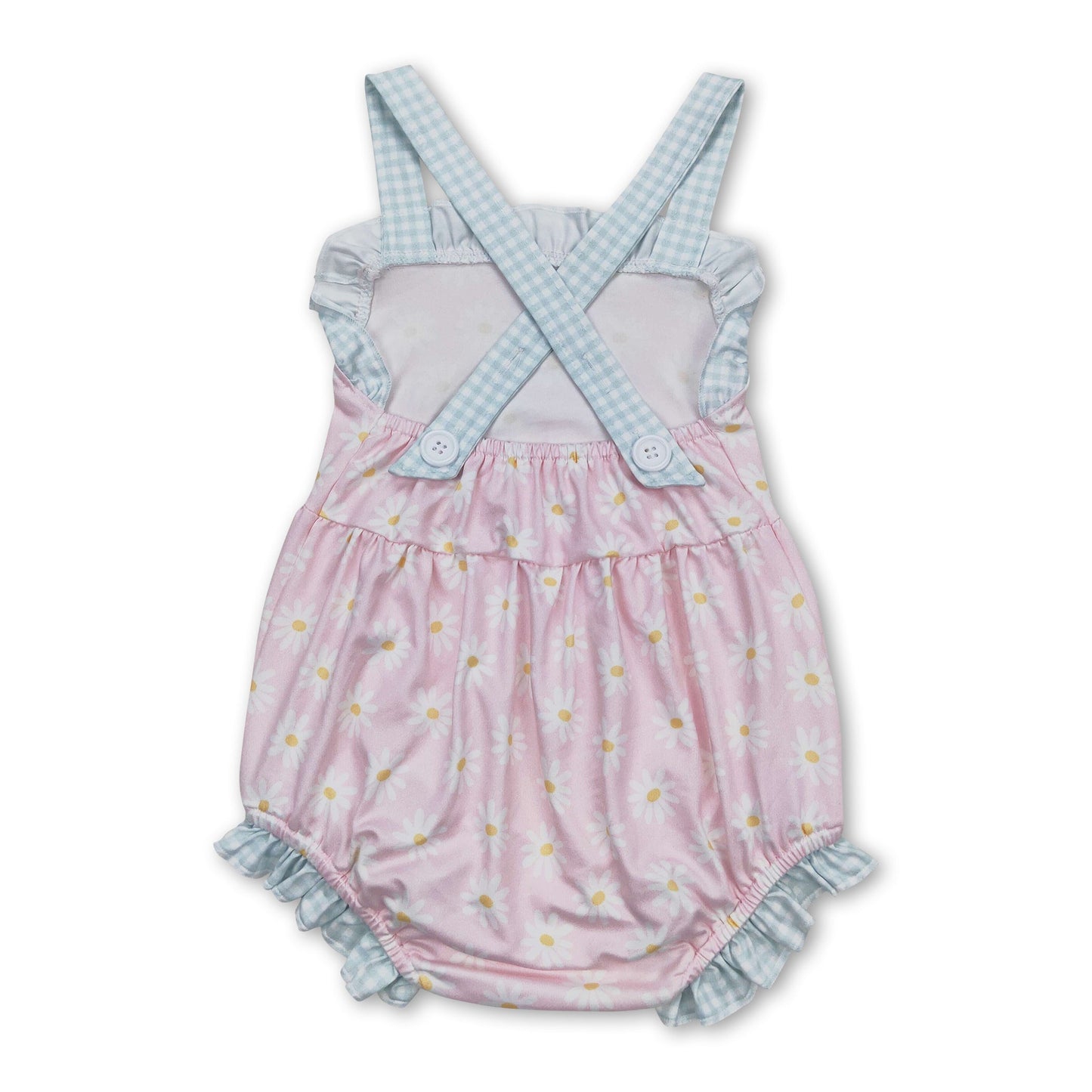 Plaid straps daisy baby girls summer romper