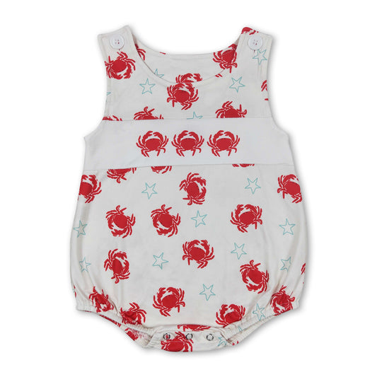 Sleeveless crab baby boys summer romper