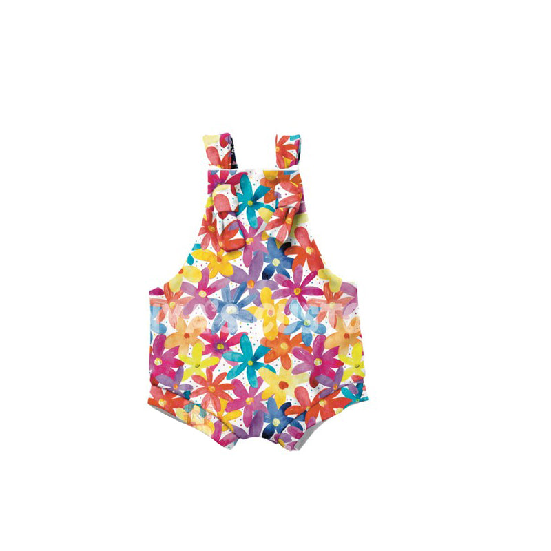 Suspender colorful flower baby girls summer romper