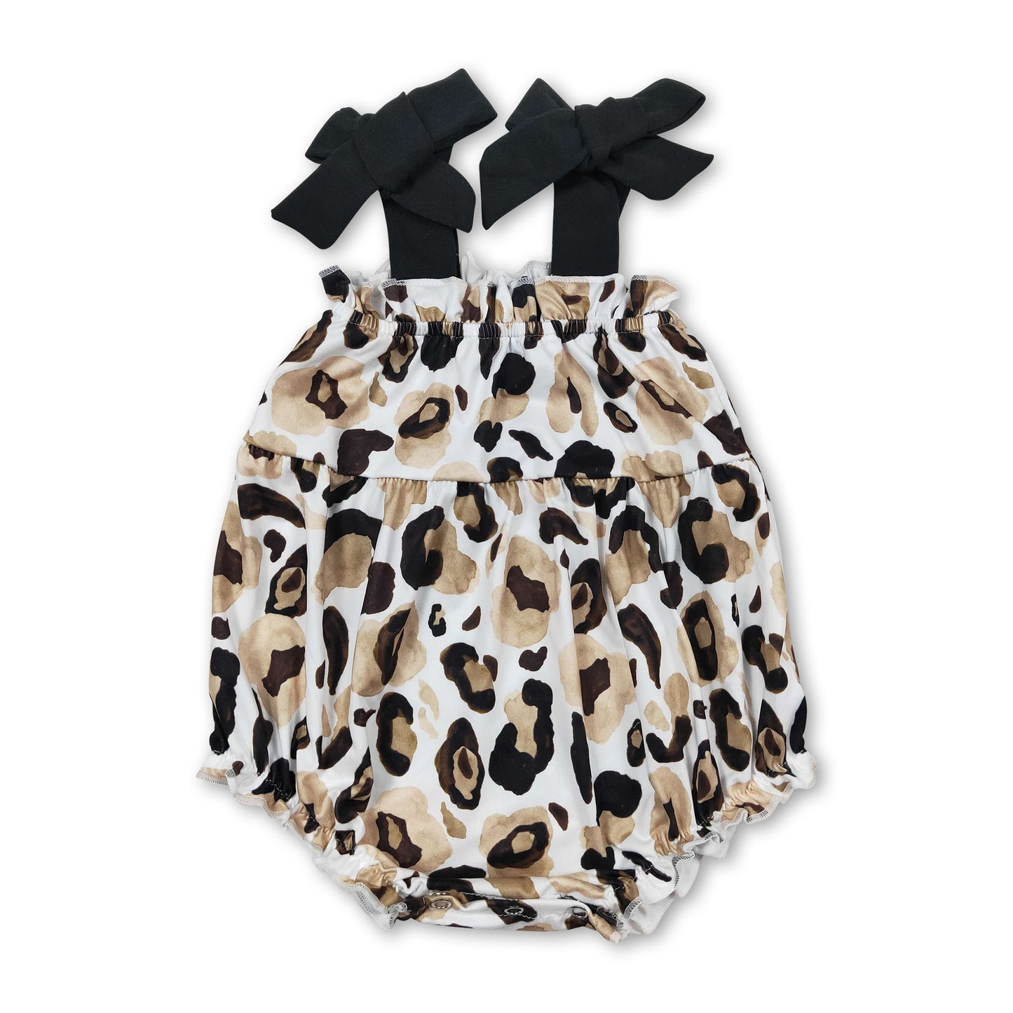 Black straps leopard kids girls summer romper