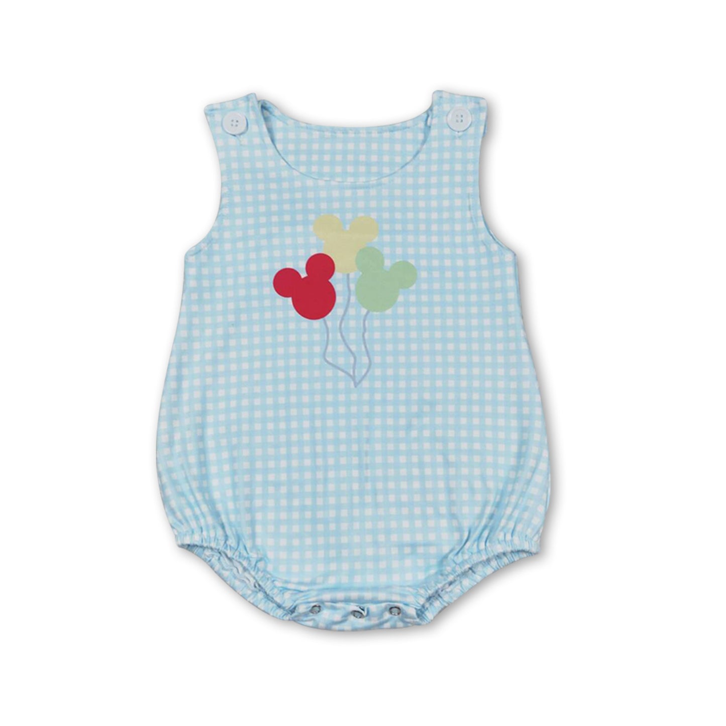 Sleeveless plaid mouse balloon baby boy romper