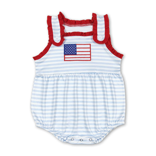 Stripe sleeveless falg baby girls 4th of july romper