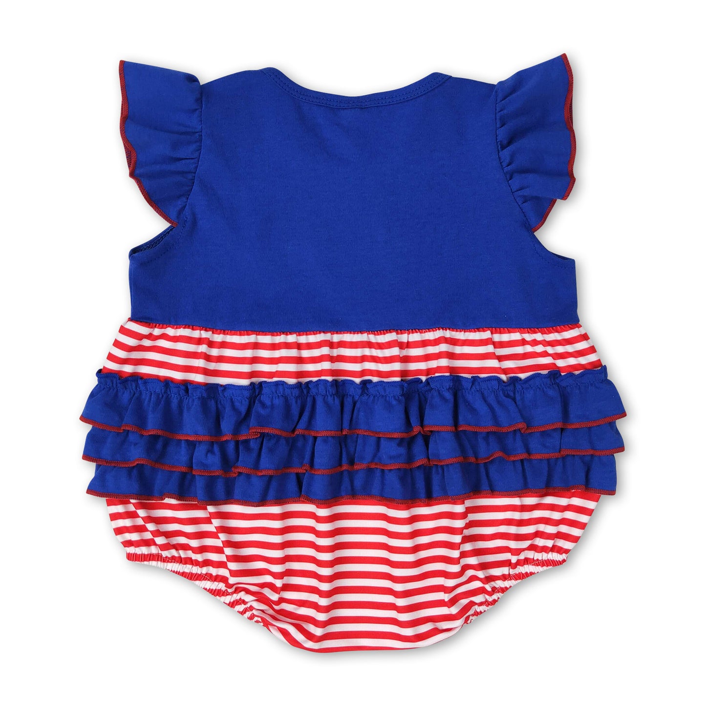 Flutter sleeves flag stripe baby girls 4th of july romper