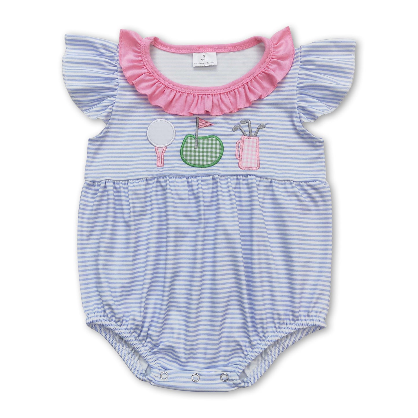 Flutter sleeves stripe golf baby girls romper