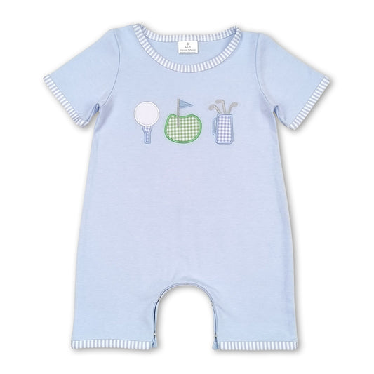 Light blue short sleeves golf baby boys romper