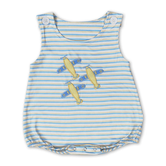 Sleeveless stripe airplane baby boys romper