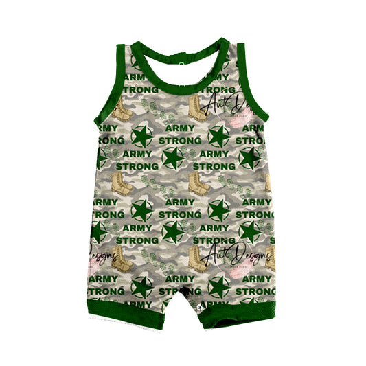 Sleeveless camo boots strong baby boy romper