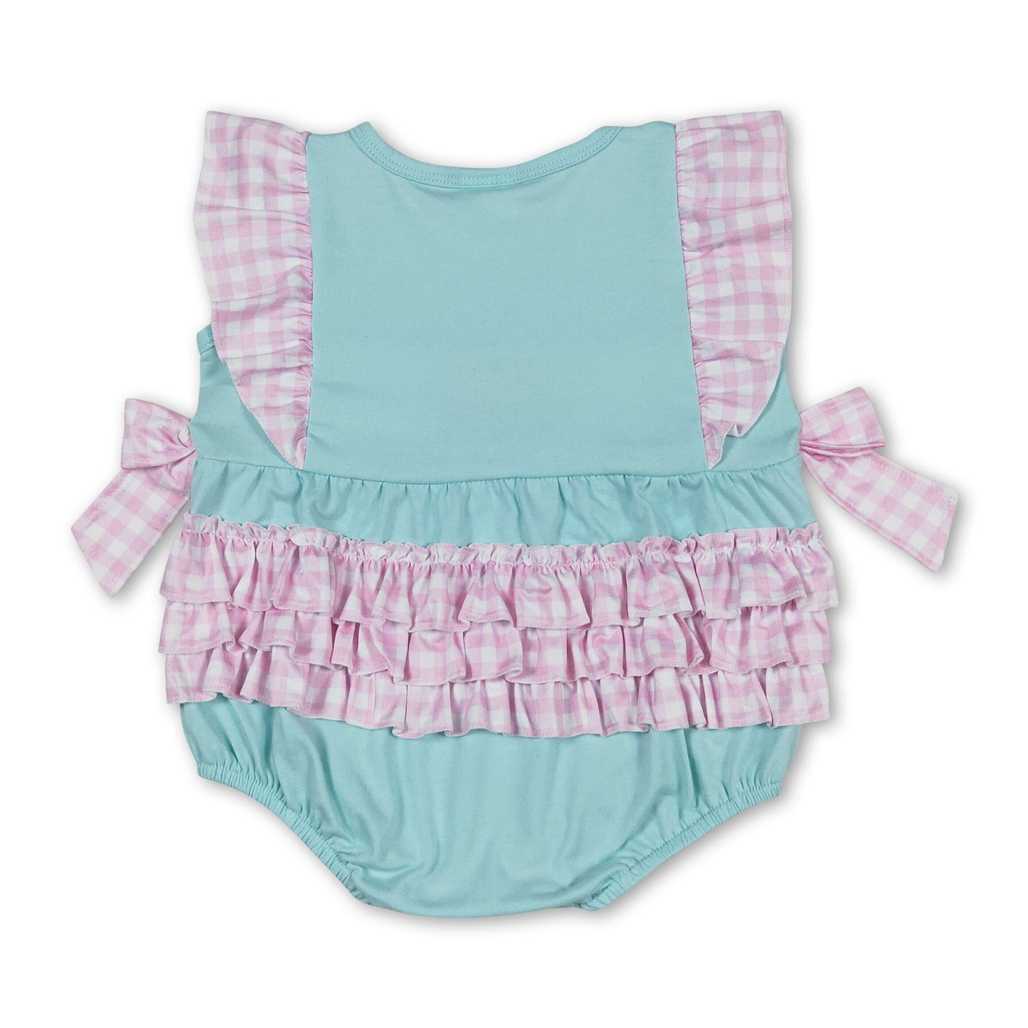 Pink plaid ruffle popsicle baby girls summer romper