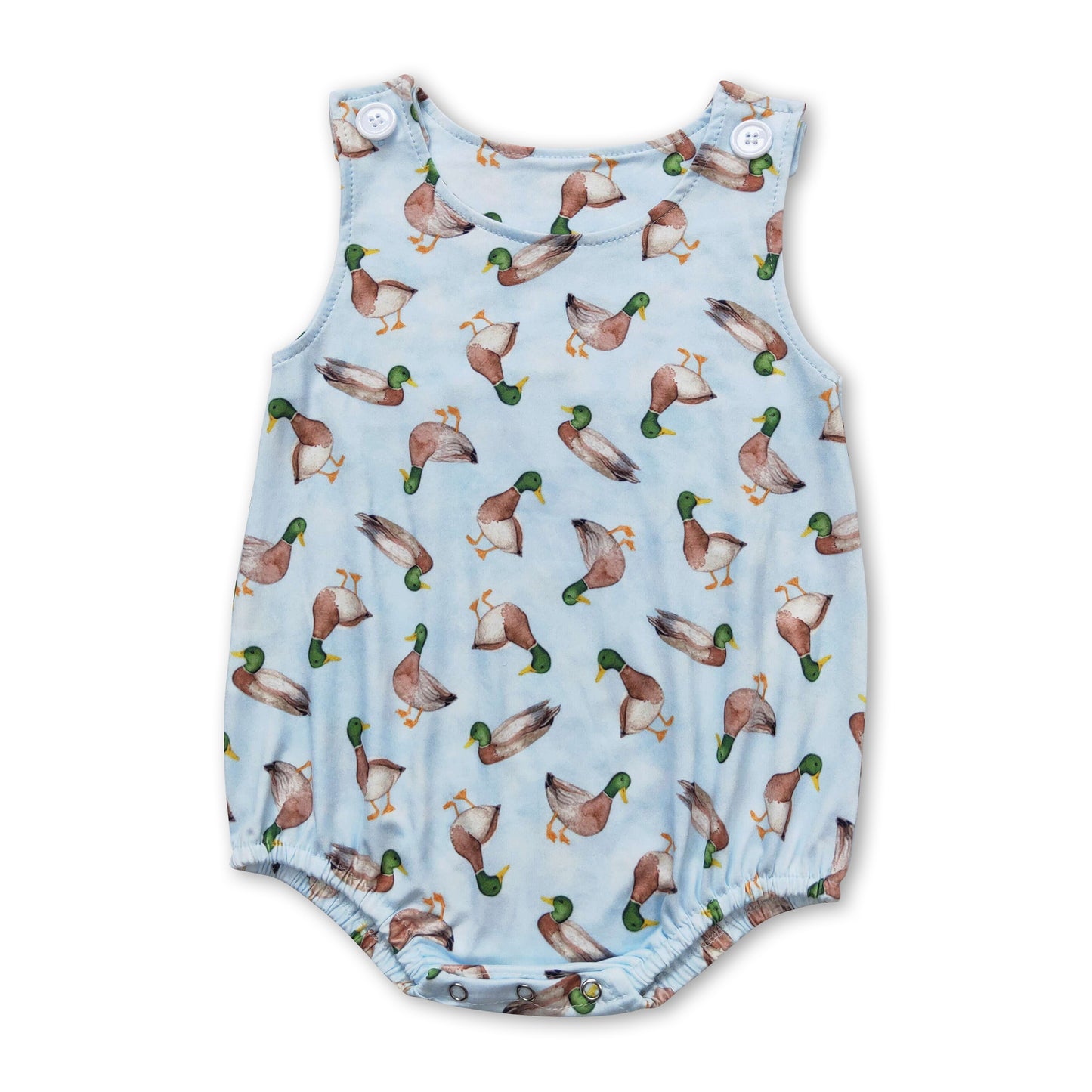 Light blue duck sleeveless baby boys romper