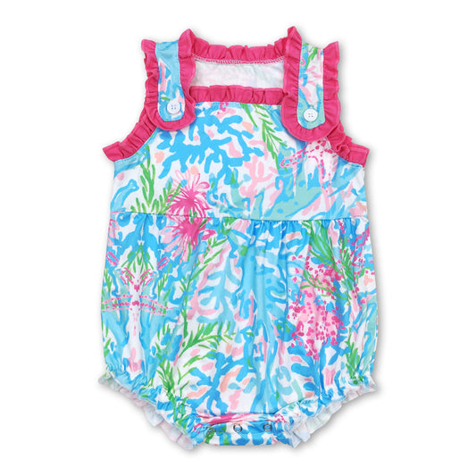 Starfish seaweed sleeveless baby girls summer romper