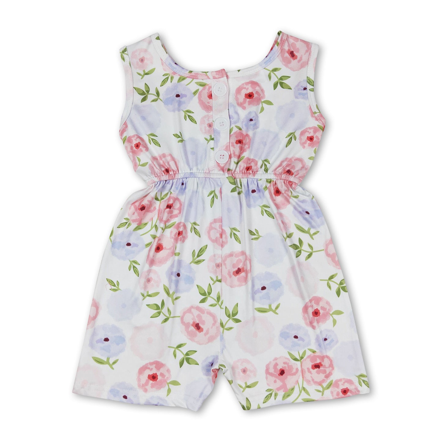 Sleeveless pink floral kids girls summer jumpsuit