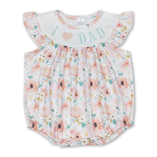 I love DAD floral baby girls romper