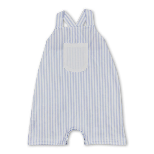 Stripe straps pocket baby boy summer romper