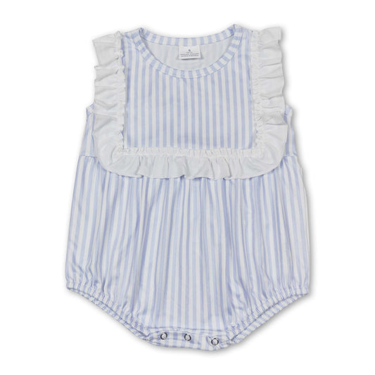 Sleeveless ruffle stripe baby girls summer romper