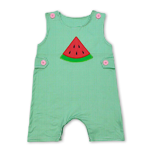 Sleeveless plaid watermelon baby boy summer romper