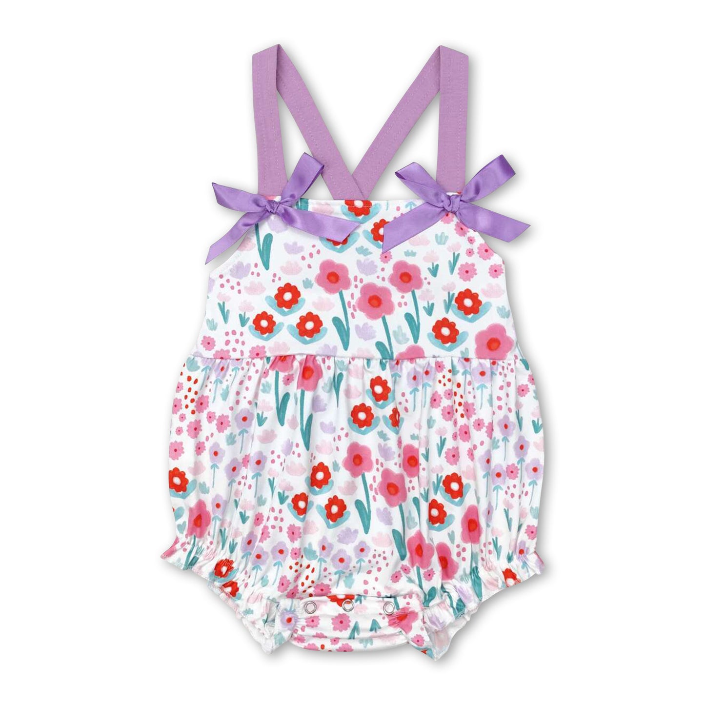 Lavender straps floral baby girls spring summer romper