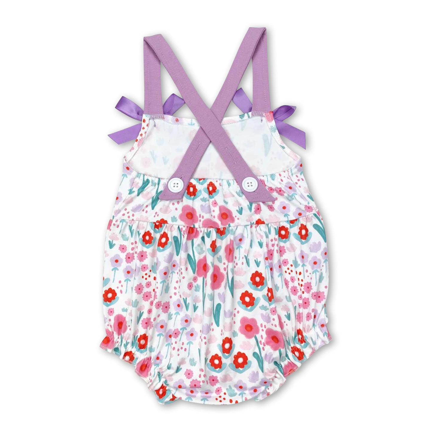 Lavender straps floral baby girls spring summer romper