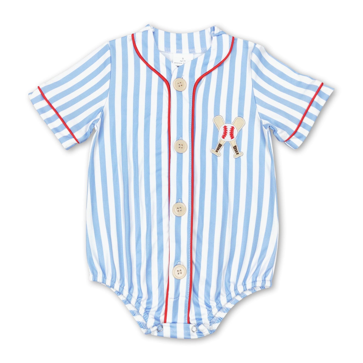 Short sleeves stripe baseball baby kids romper