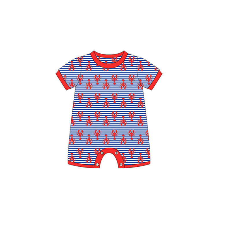 Short sleeves crawfish stripe baby boys romper