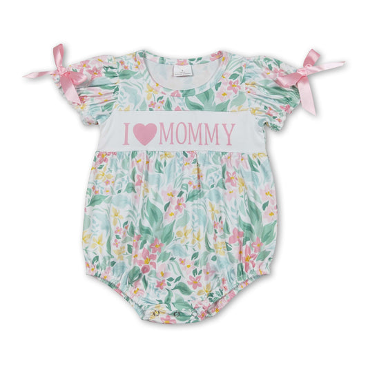 Short sleeves floral I love MOMMY mother's day girls romper