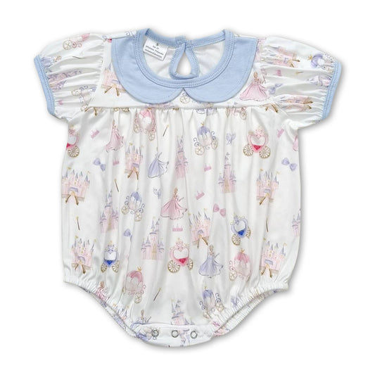 Short sleeves carriage princess baby girls romper