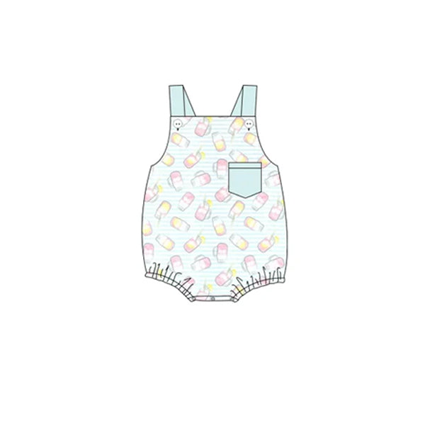 Sleeveless pocket drink print baby boy summer romper