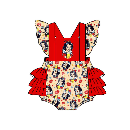 Red princess baby girls summer ruffle bubble