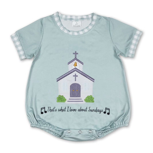 Short sleeves cross church baby kids romper