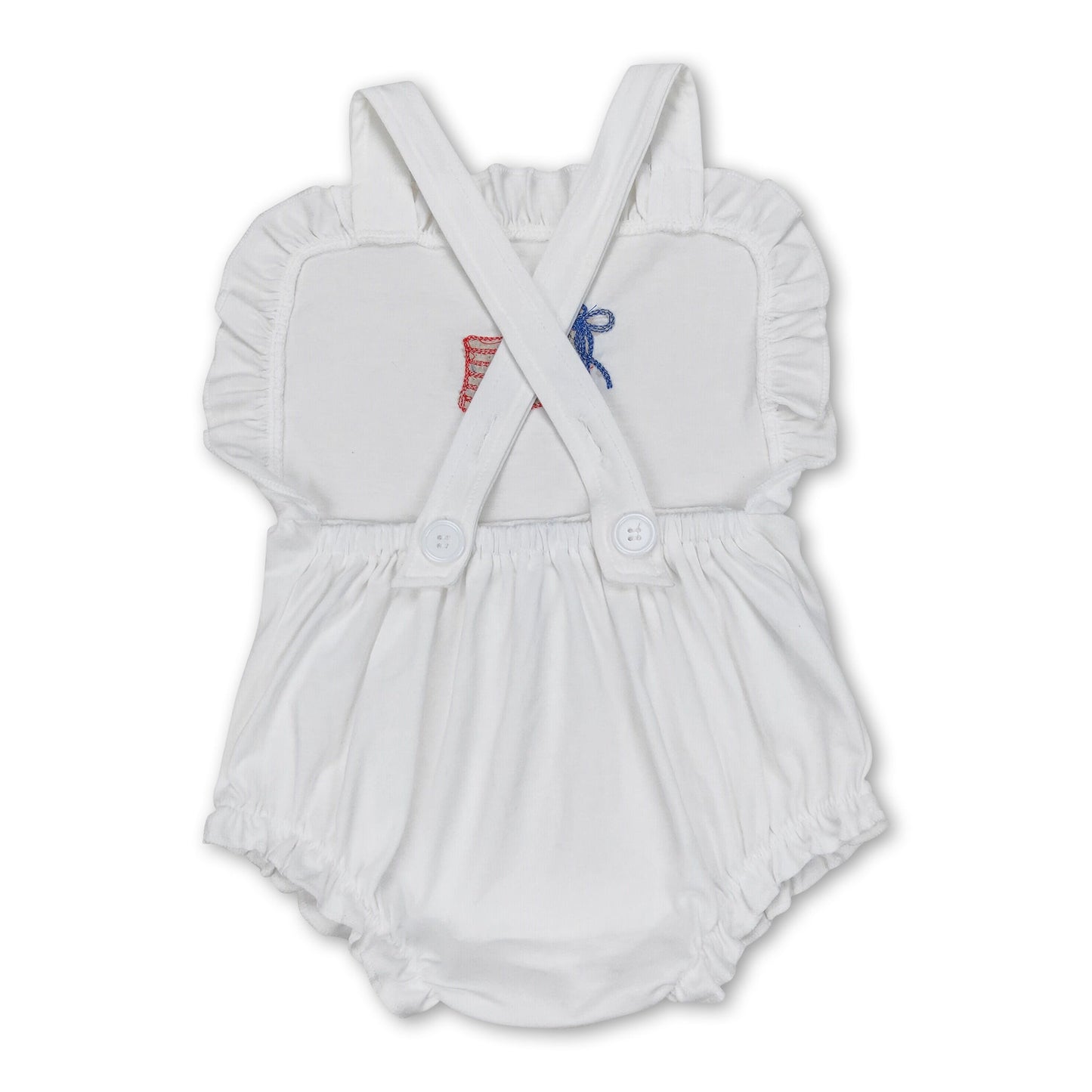 White strap flag baby girls 4th of july romper