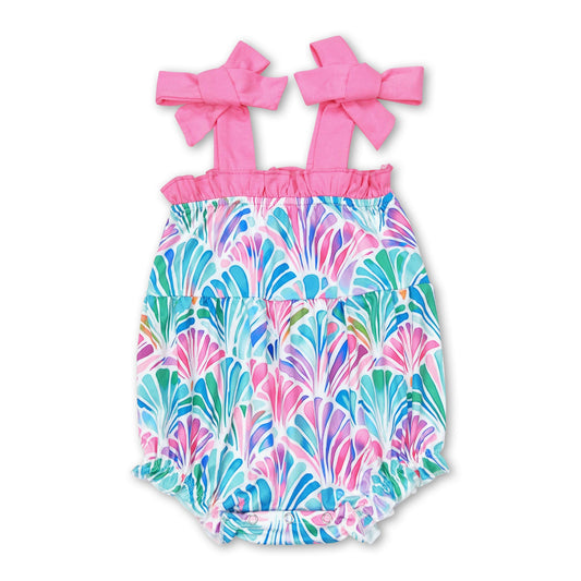 Straps watercolor shell baby girls summer romper