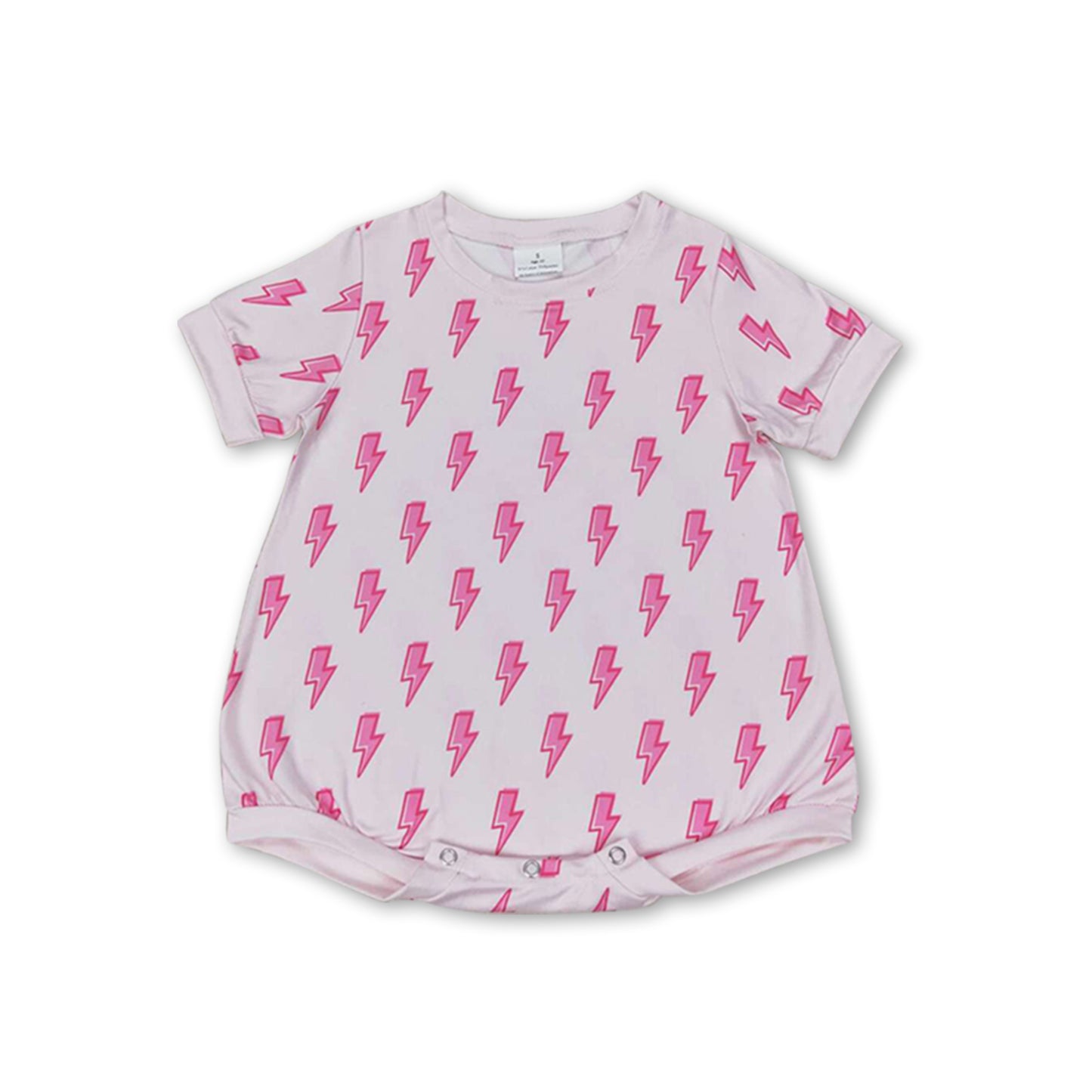 Short sleeves pink thunder print baby girls romper