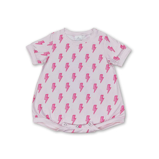 Short sleeves pink thunder print baby girls romper