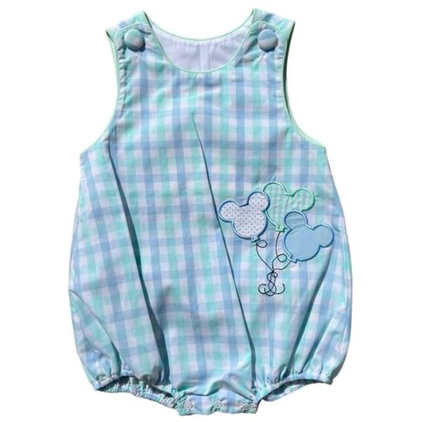 Sleeveless plaid mouse balloon baby kids romper