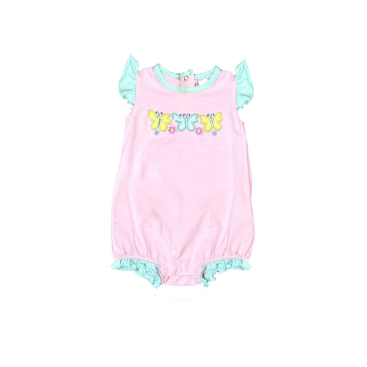 Flutter sleeves butterfly floral baby girls summer romper