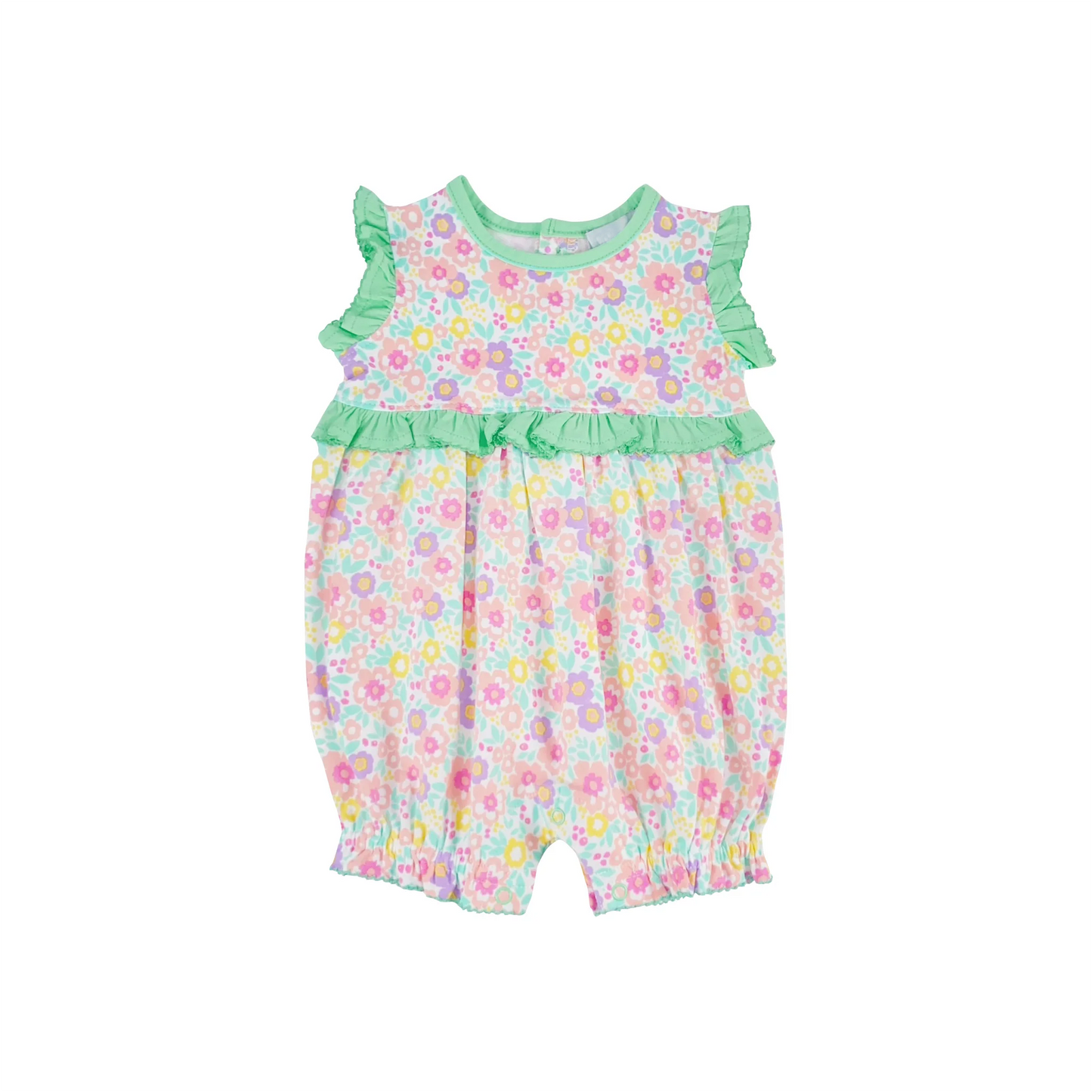 Sleeveless ruffle floral baby girls summer romper