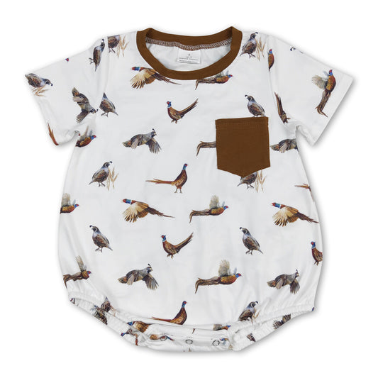 Short sleeves brown pheasant pocket baby boys romper