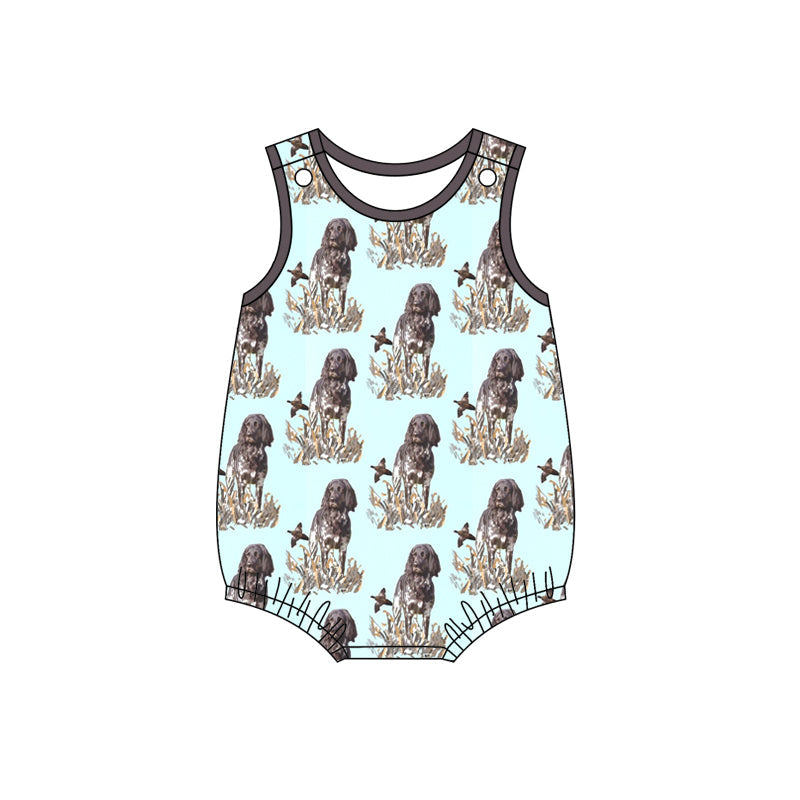 Sleeveless duck dog baby boy romper