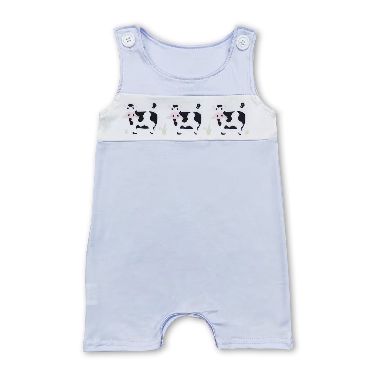 Sleeveless cow baby boy summer romper