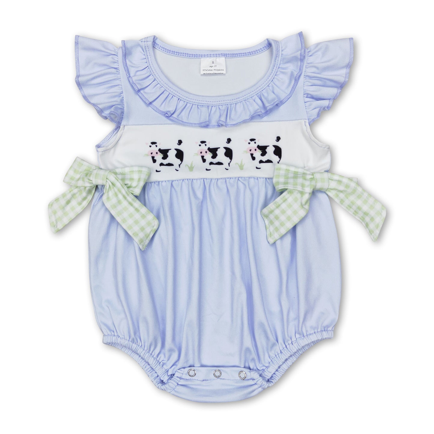 Flutter sleeves cow baby girl summer romper