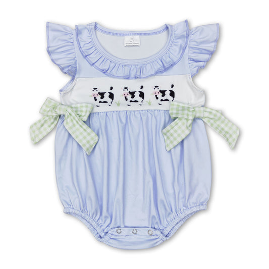 Flutter sleeves cow baby girl summer romper