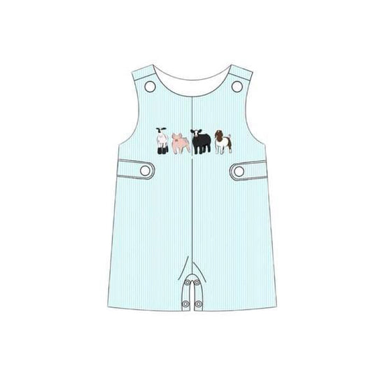 Sleeveless sheep pig cow baby boy summer romper