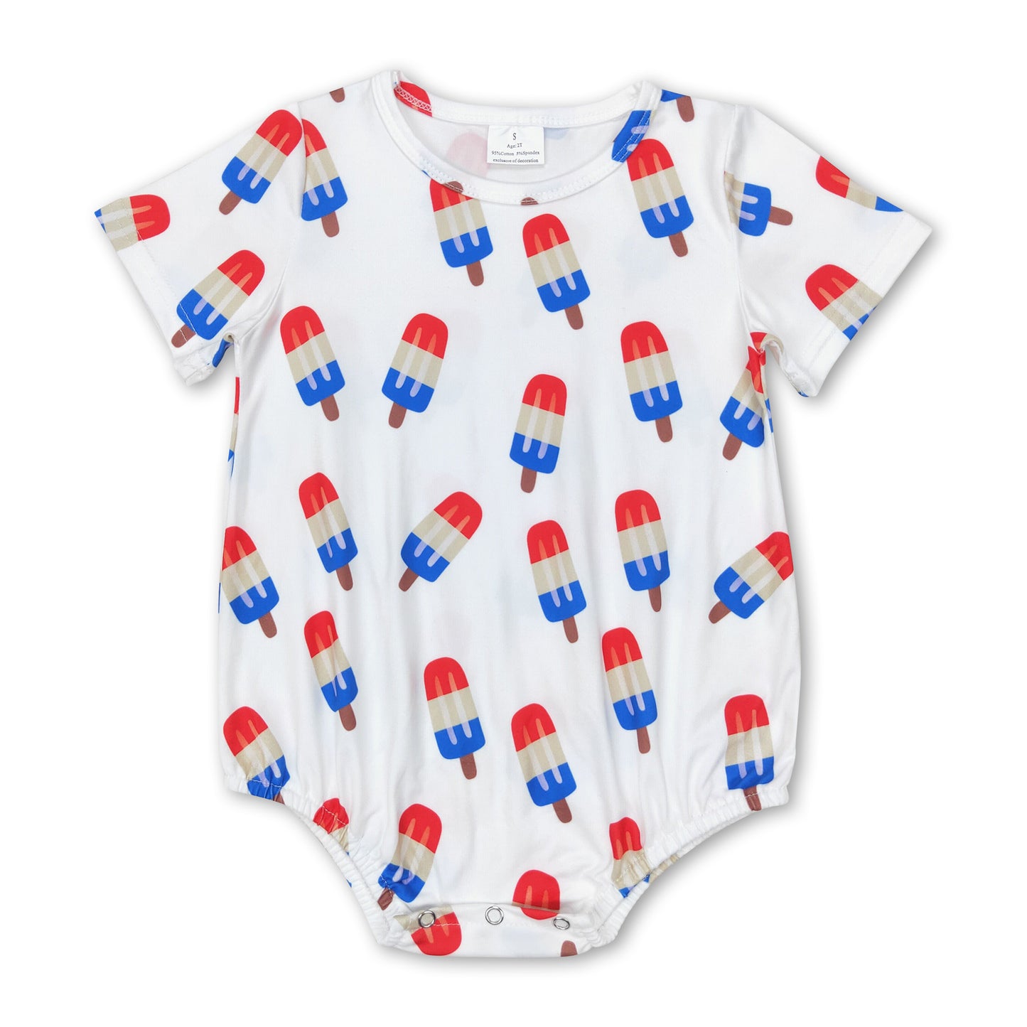 White popsicle baby boys 4th of july romper