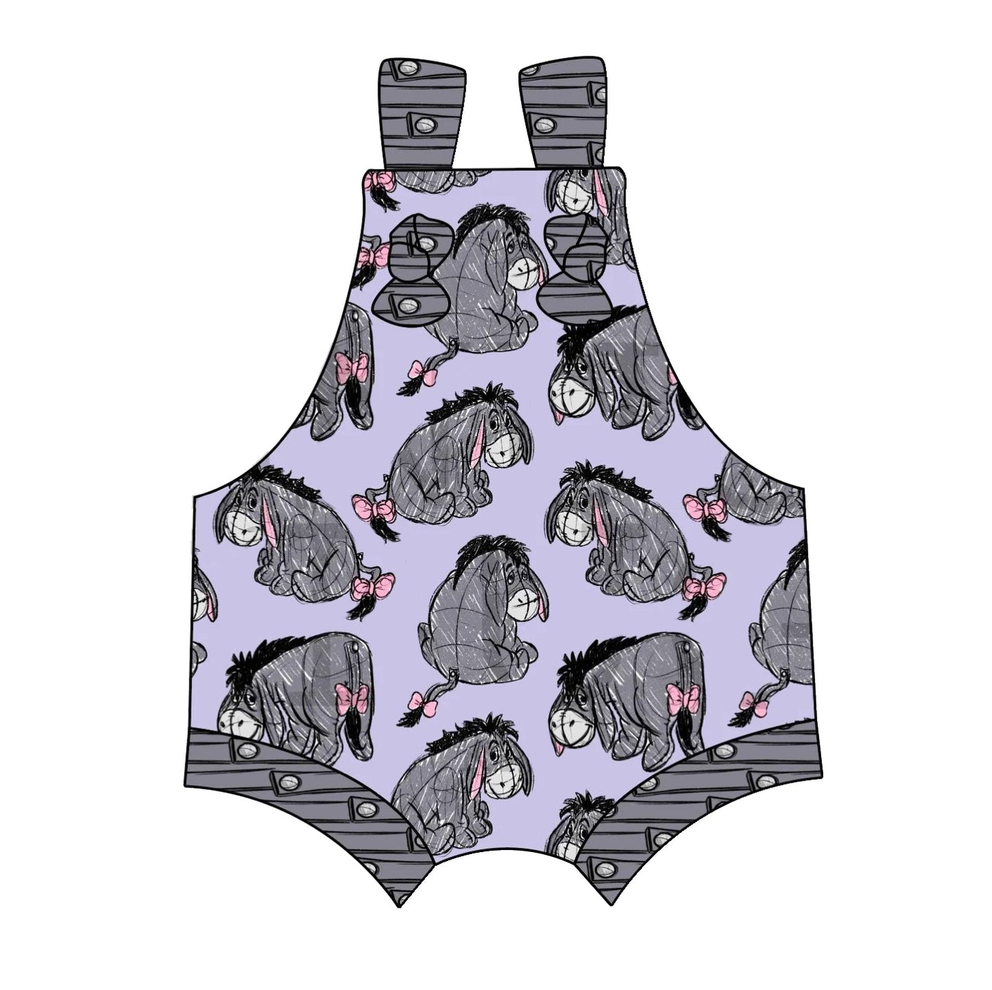 Grey straps donkey baby kids romper