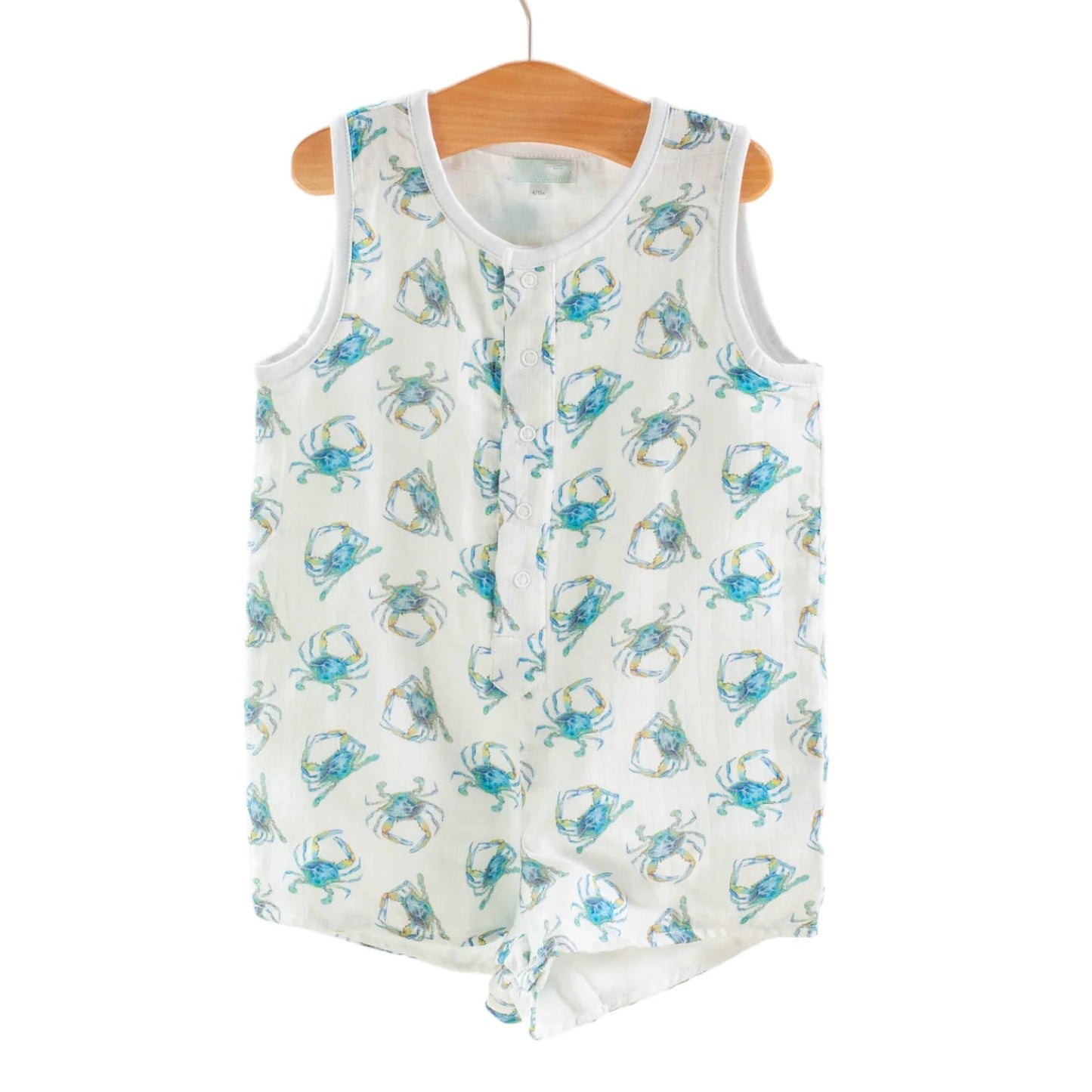 Sleeveless crab baby boys summer romper