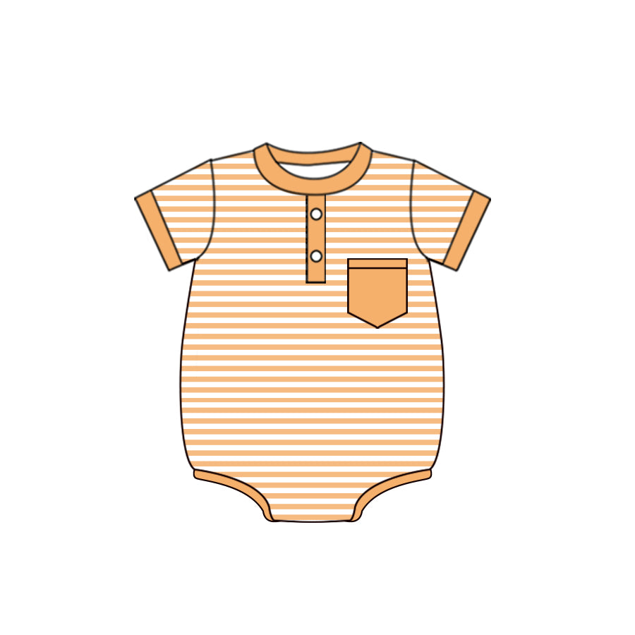 Short sleeves stripe pocket baby boys fall romper