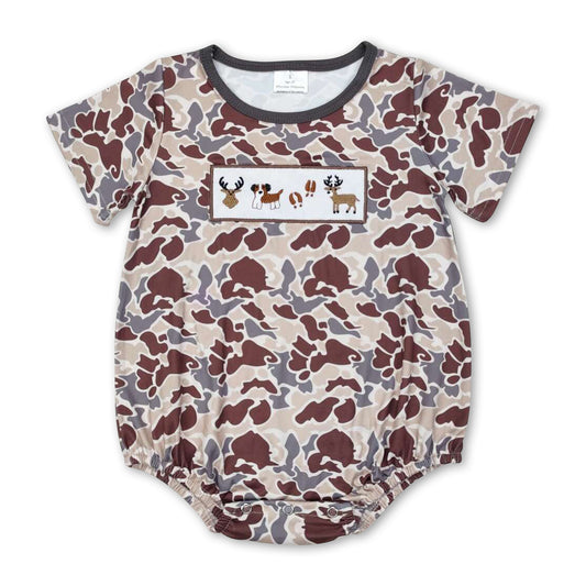 Short sleeves dog deer camo baby boy romper