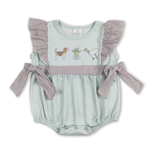 Flutter sleeves duck dog baby girls romper