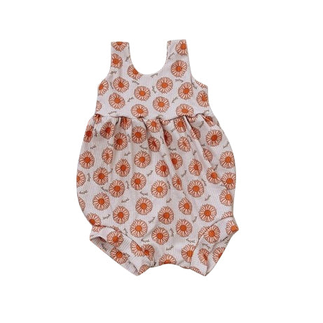 Sleeveless daisy baby girls summer romper