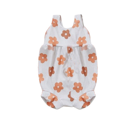 Sleeveless white floral baby girls summer romper