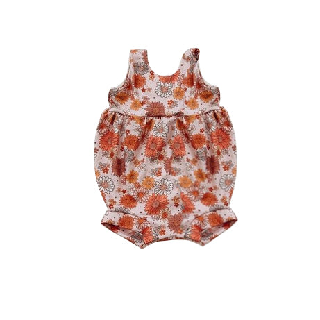 Sleeveless floral baby girls summer romper